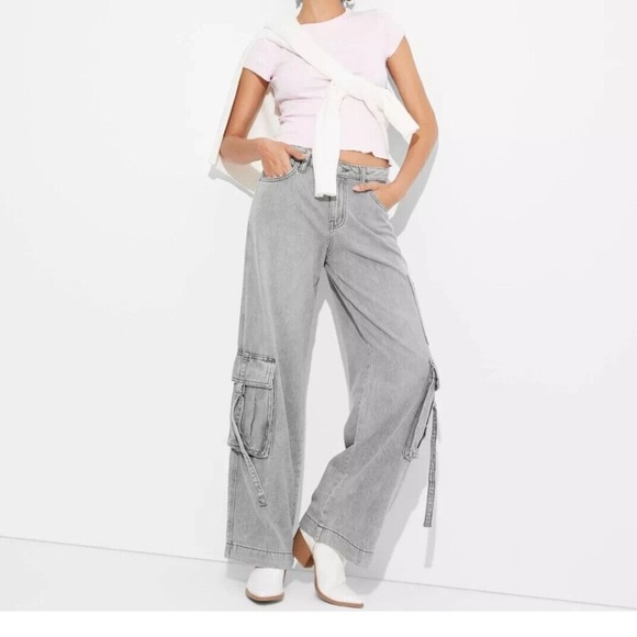 wild fable Denim - 🆕 Wild Fable Cargo Utility Mid Rise Wide Leg Baggy Jeans Various Sizes | NWT